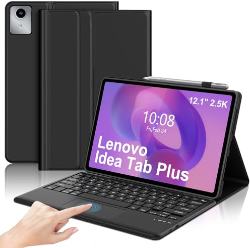 JADEMALL Clavier avec Touchpad pour Lenovo Idea Tab Plus 12.1 2025 | AZERTY Français Clavier Bluetooth sans Fil Détachable avec Pavé Tactile pour Tablette Lenovo Idea Tab Plus 12.1 2025, Noir