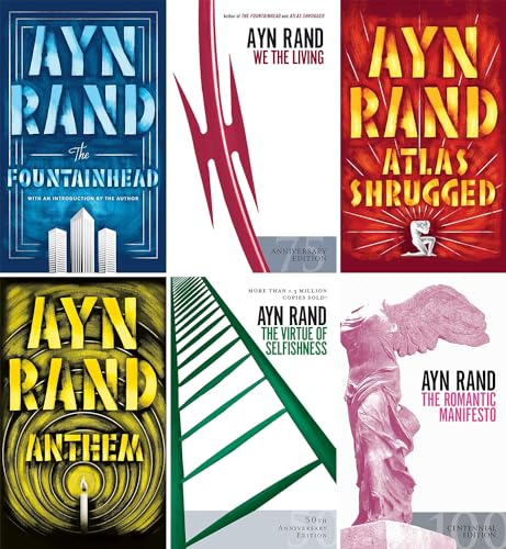 Ayn Rand Novel Collection Series, Set of 6 Book. the Fountainhead, We the Living, Atlas Shrugged, Anthem, the Virtue of Selfishness, the Romantic Manifesto by Ayn Rand
