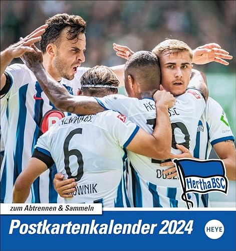 Hertha BSC Postkarten-Kalender 2024. Fußball-Fans aufgepasst! Der kleine Kalender zum Aufstellen oder Aufhängen mit Postkarten zum Sammeln und Verschicken. Must Have für jeden Hertha-Fan.