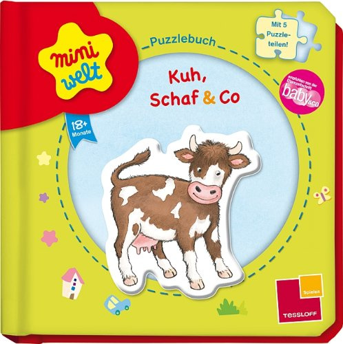 Mininwelt: Puzzlebuch. Kuh, Schaf & Co: Mit 5 Puzzleteilen!