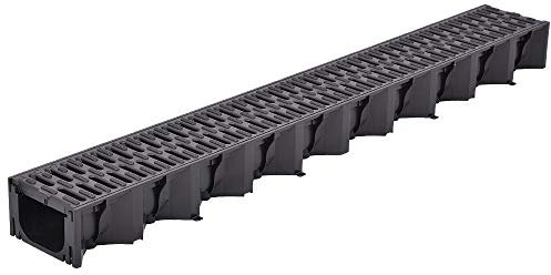 ACO HexDrain Channel with Black Plastic Grating 1m