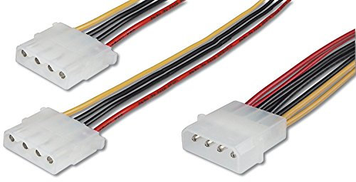 DIGITUS Cavo di alimentazione interna Molex - da 4 pin Molex maschio a 2x 4 pin Molex femmina - cavo a Y - 0,2 m - adatto per ventole, dischi rigidi o unità ottiche