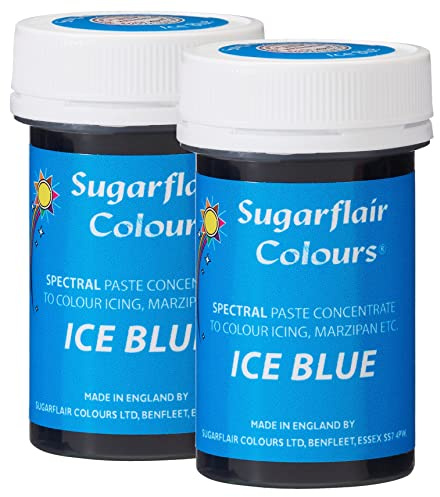 Sugarflair Spectral Ice Blue Food Colouring Paste, Highly Concentrated for Use with Sugar Pastes, Buttercream, Royal Icing or Cake Mix, Vibrant Colour Dye - 25g (Pack of 2)