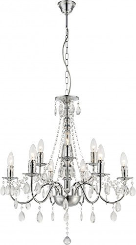Moderne Luster chrom Acrylkristalle und Dekor klar - Globo WILLIAM 63129-9