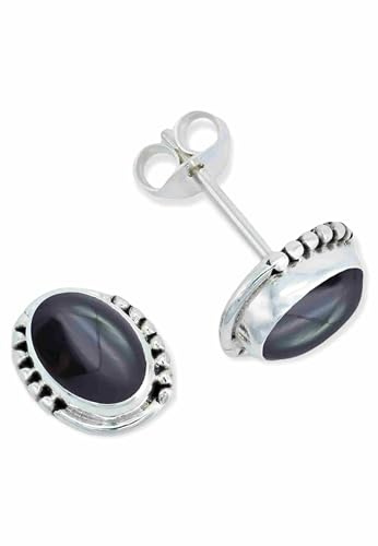 Ohrstecker 925 Silber Onyx schwarzer Stein Edelstein Ohrringe echt Silber Damen Sterling Silber Stecker Geschenk(MOS-020-03)