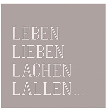 Räder Poesie et Table Vino Serviette Leben, Lieben, Lachen, Lallen