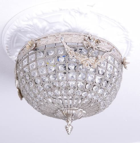 Deckenlüster Rokoko Lampe Hängelampe (ohne Leuchtmittel) Kristalle Deckenleuchte 30 cm Diele Antikstil cat130s Palazzo Exclusiv
