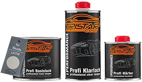 TRISTARcolor Autolack Set Dose spritzfertig für Skoda LA7W Reflexsilber Metallic Basislack + 2K Klarlack 1,25L