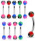 Monster Piercing 10 Stück-Packung mit 3MM UV-Feuerball mit 16 Gauge - 8MM Länge 316L chirurgischer Stahl Banane Augenbraue Bar Piercing