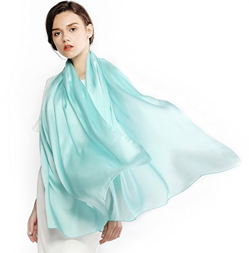 RIIQIICHY Écharpe Femme Pashmina Étole Robe de Soirée Chale Mariage Festive Turquoise Foulard Mousseline Léger Long
