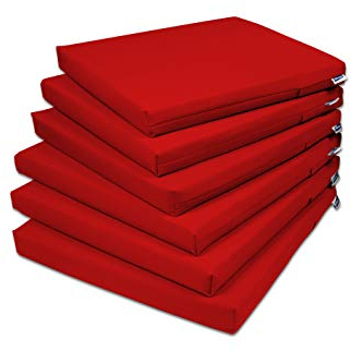 Rollmayer 6er Set Stuhlkissen Stuhlauflage Sitzkissen Sitzpolster Auflage für Stühle in Haus und Garten Kollektion Vivid (Rot 12, 40x40x4cm)