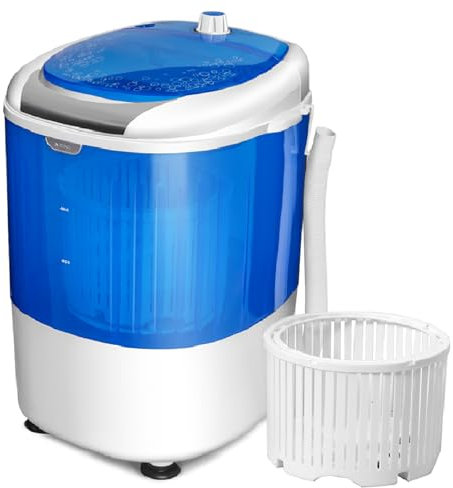 COSTWAY 2,5 kg Lavadora Portatil, 170W Mini Lavadora Semiautomática con Centrifugador para Camping, 2 en 1 Lavadora Pequeña con Pulsador y Bañera Giratoria para Viajes y Caravanas Camper