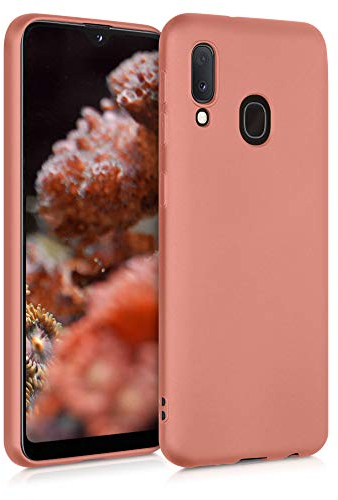 kwmobile Case kompatibel mit Samsung Galaxy A20e Hülle - Schutzhülle aus Silikon metallisch schimmernd - Handyhülle Metallic Bronze