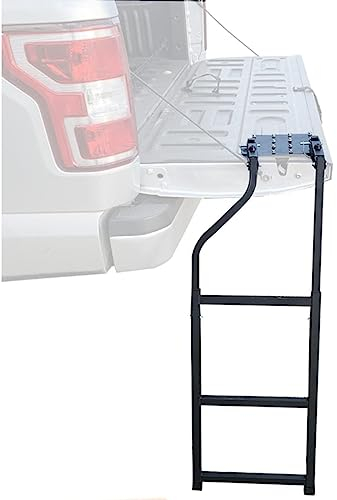 SKTYANTS Pickup Truck Heckklappenleiter Faltbare Verlängerung Teleskop Verstellbar Universal Pickup Truck Bett Step mit Eimergurten Set und Edelstahl Selbstschneidende Schrauben LKW Bettleiter