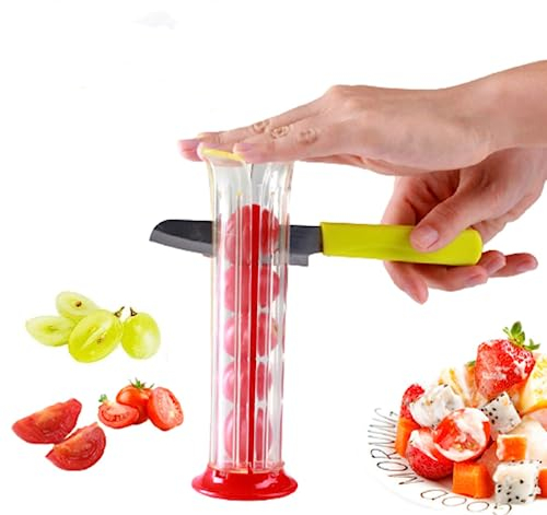 Trancheuse de raisin, fraise, petit coupetomates, coupe raisin réglable, coupe cerise, outil de fabrication de salade de fruits, séparateur de fruits, convient pour tous les types de petits fruits