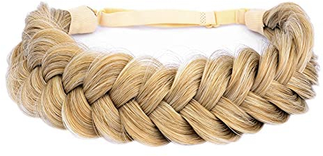 BOBIYA Messy breites 2 Stränge, Kunsthaar, geflochtenes Stirnband, klassisch, grob, elastisches Stretch-Haarband für Damen und Mädchen (Sandblond)