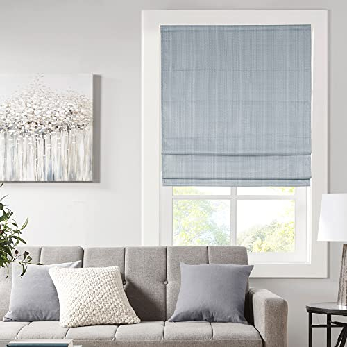 Madison Park Galen Fenstervorhang, kabellos, Privatsphäre, Einzelbahn, energiesparend, 89,9 cm B x 162,2 cm H, Korbgeflecht, Blau