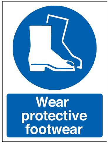 V Safety Mandatory PPE - Wear Protective Footwear - 150 x 200 mm Safety Sign
