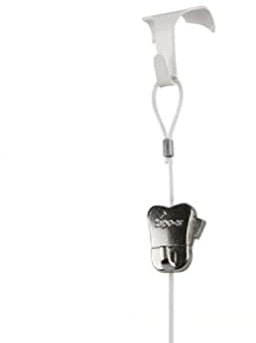 White Moulding Hooks for Picture Hanging with Perlon Clear Cable Cord & Zipper Hooks Traditional Dado Rail Hook for Hanging Picture Frame Art Work Frame Cable Wire Rope Kit Pack of 1.