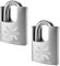 KAWAHA Cadenas haute sécurité en acier inoxydable 21/60-2P avec clé pour une utilisation en intérieur et en extérieur (SUS304, très résistant, antirouille) (60 mm), clés identiques - Lot de 2