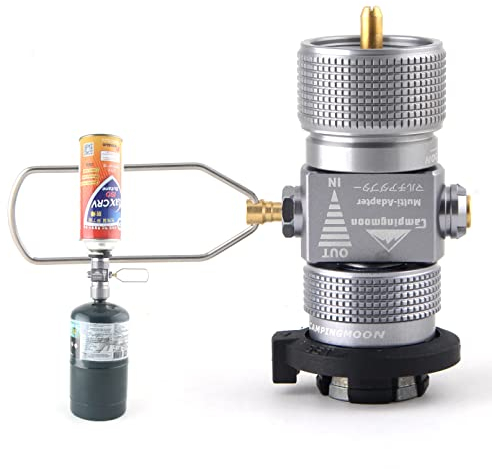 Campingmoon Gaskartuschen Adapter Gas Nachfülladapter Butan Schraubventil Adapter Campingkocher Adapter Kraftstoff-Transfergerät für Rucksackreisen Lindal Ventil Kanister mit Entlüftungsfunktion