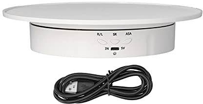 Soporte de Exhibición Giratorio Motorizado, Carga de 20 Cm de Diámetro, 8 Kg, Plato Giratorio Eléctrico, Soporte de Exhibición Ajustable de 3 Velocidades para Productos de Fotografía,(blanco)