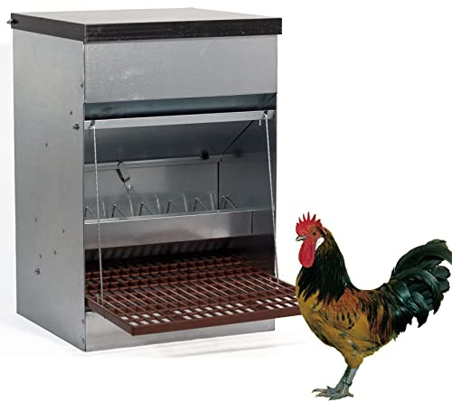 FINCA CASAREJO Futtertrog für Hennen - Futterhaus Anti-Verschwendung - Futterkrippe mit Pedal und Klappe - Anti-Vögel und Anti-Nagetiere - Kapazität 15 kg