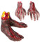Halloween Cosplay Scary Morceaux de Cadavre Mains et Pieds Cassés et Doigts Humains Ensanglantés Réaliste Décorations de Fête Halloween Horrible pour Party Maison Hantée Vampire Zombi Déguisement