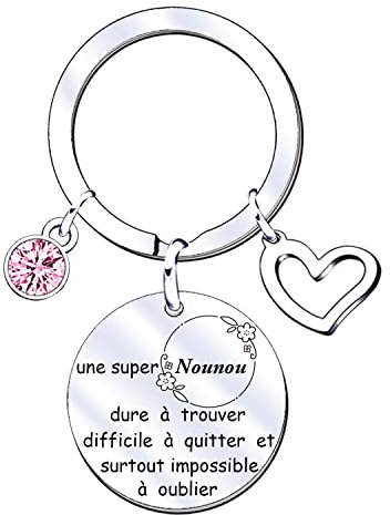 JRZDFXS Porte clés Nounou,Cadeau Nounou, Porte-clefs Nounou,Cadeau Anniversaire porte-clés Nounou (1)