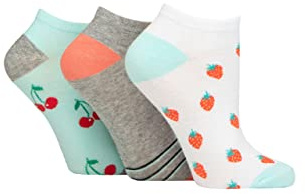 SockShop Wildfeet Ladies Novelty Cotton Trainer Socks Pack of 3