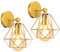 iDEGU 2 Stück Wandleuchten, Vintage Wandlampe Innen im Industrie Design 16cm Käfig Lampenschirm Gold aus Metall Verstellbare Deckenleuchte Wandleuchte für Schlafzimmer Küche Flur Wohnzimmer