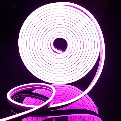 EXTRASTAR 5m Ruban Led 12V Flexible Bande Led Néon Lumière Rose-Mauve Étanche Ip65 120 LEDs/M pour Intérieur/Extérieur Décoration(Non inclus Adaptateur Secteur)