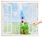 Magnetic Window Curtain for Patio Window, 120x95 cm Heavy Duty Mesh Curtain with Full Frame Hook and Loop That Snap Shut Automatically Easy Installation, White P