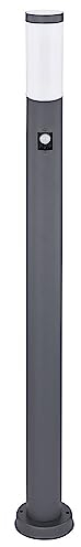 GLOBO Stehleuchte Sensor Außenleuchte Gartenlampe Standleuchte mit Bewegungsmelder, IP44, Edelstahl anthrazit opal, 1x E27 Fassung, DxH 12,7x110 cm