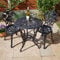 Home Source Rose Garden Patio Outdoor Bistro Set Table and 2 Chairs Metal Garden Furniture, Black