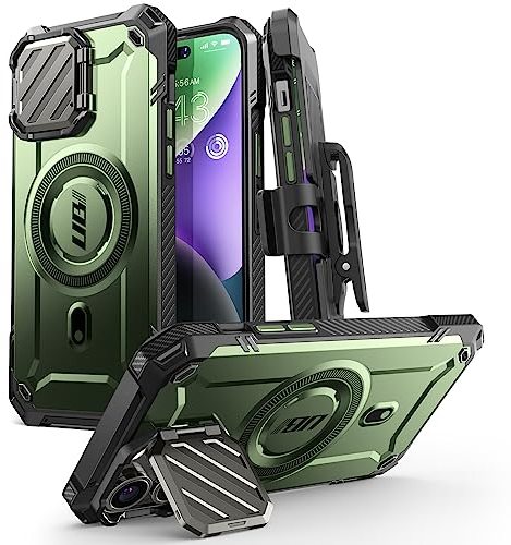 SUPCASE UB Mag XT Schutzhülle für iPhone 14 Pro Max/iPhone 13 Pro Max mit Kameraschutz, robust, integrierter Ständer, Gürtelclip, kompatibel mit MagSafe (Goldan)