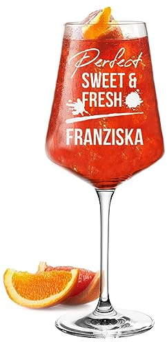 Aperol Spritz - Bicchiere da 560 ml, con incisione, il regalo per le donne per la festa della mamma, per gli amanti dell'aperitivo, per il compleanno e l'anniversario, motivo Perfect Sweet & Fresh