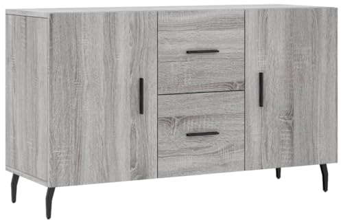 vidaXL Sideboard, Kommode mit viel Stauraum, Mehrzweckschrank Anrichte für Wohnzimmer, Schrank Beistellschrank Metallbeine, Modern, Grau Sonoma Holzwerkstoff