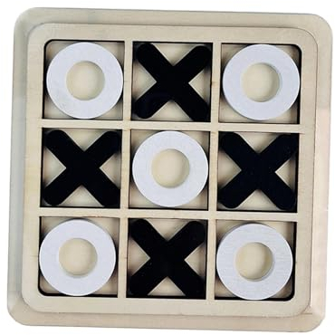 Baoblaze Holz Tic TAC Toe Brettspiel, XO Tischspielzeug, Tic Tac Toe Lernspielzeug Klassische Brettspiele, Montessori Kinder Jeden Alters X und O Reisespiel für Eltern-Kind-Interaktion, Schwarz-Weiss