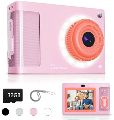 Digital Camera,ARNSSIEN 1080P Vintage Kids Digital Camera,with 2.4”Screen and 16 LED Filling Lights,Birthday Festival Present for Teens, Students, Beginners,Y2