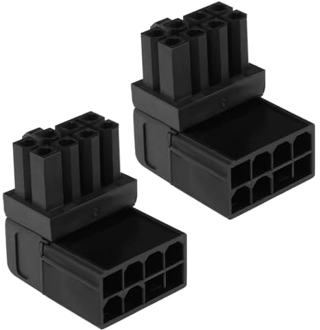 The Lord of the Tools 2PCS 8PIN Power Adapter 90 Degree GPU VGA PCIe Connector for Desktop Computers Graphics Card Right Angle Elbow Adapter Black (Angled Downwards)