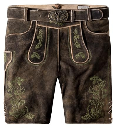 Stockerpoint Herren Lederhose Edgar I Größe 44-60 I Bequeme Trachtenhose in edler Hirschoptik inkl. Gürtel I Aus 100% hochwertigem Wildbockleder I Perfekt für Trachten & Festlichkeiten