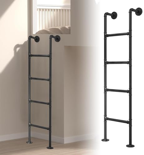 Scaletta per Letto a Castello per Camper, Scaletta per Letto Singolo in Ferro battuto Nero Scaletta per Soppalco per Dormitorio Resistente, Scale per Mansarda Scaletta per Uscita dal Seminterrato(110c
