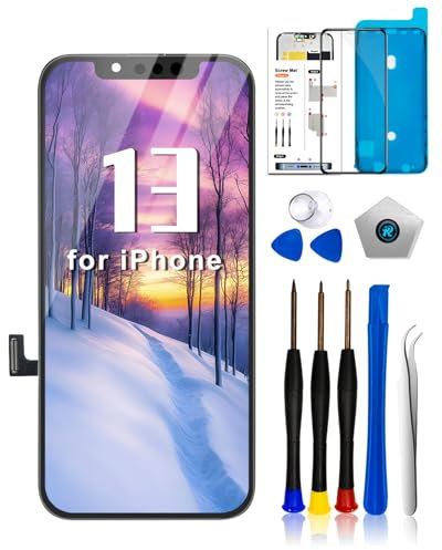 Dinow Display für iPhone 13, 6,1 Zoll (15,7 cm) LCD Bildschirm für iPhone 13, LCD Ersatz mit Reparaturset, kompatibel mit Modell A2482/ A2631/ A2634/ A2635/ A2633(Face ID, 3D Touch)