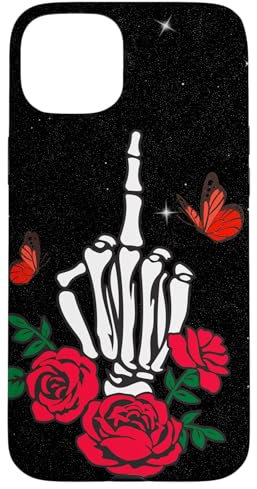 Hülle für iPhone 15 Plus Skull Middle Finger Phone Case,Skeleton Middle Finger Phone