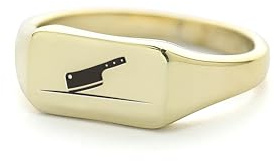 ANEMONE JEWELRY Bague Chevalière Couteau de Boucher en Or 14k - Bague Carnivore - Bague de Chef