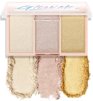Boobeen 3 Color Highlighter Makeup Palette Face Highlighter Pulver Body Highlight Illuminator Palette Wasserdicht und langanhaltend für einen natürlich leuchtenden Makeup Look
