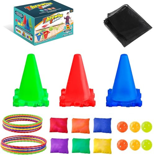3 in 1 Kinderparty Wurfspiele, Light Up Wurfspiele Outdoor Spiele gartenspiele, Spielzeug Kinder Draußen Partyset Puzzlematte Jungen Mädchen Geschenkidee