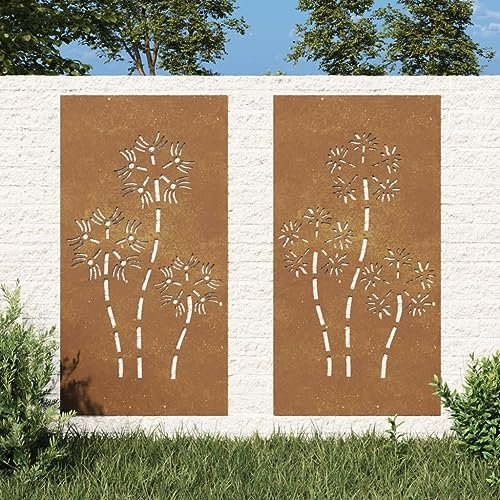 Lauuoeriau Lot de 2 décorations murales en acier Corten 105 x 55 cm