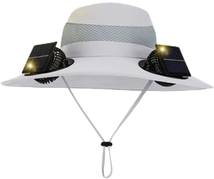 Bajbumgn Hut mit eingebautem Ventilator, solarbetriebener Ventilatorhut - Sonnenhut mit breiter Krempe, Solarkühlhut, atmungsaktiver Fischerhut, USB-Solaraufladung für Männ